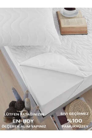 Kapitoneli 4 Köşe Beyaz Yatak Koruyucu Tek Çift Kişilik Su Sıvı Geçirmez Terletmeyen Yatak Alezi - Vessinohome