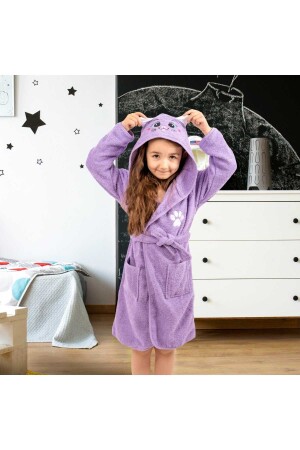 Kapşonlu çocuk bornozu - Lavin