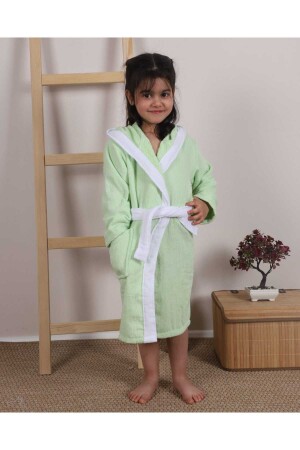 kapşonlu kız-erkek çocuk bornozu - Lavin