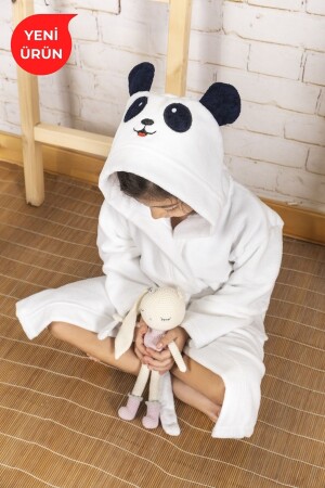 Baumwollhandtuch mit Kapuze, weicher Bademantel für Mädchen und Jungen / Panda - Pamuk Hanim