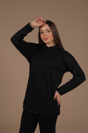 Kapüşonlu Çizgili Sweat - Saqa Prive