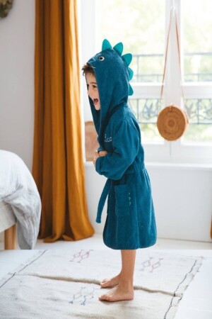 Kapüşonlu Çocuk Bornoz Dinazor - Mariva Home