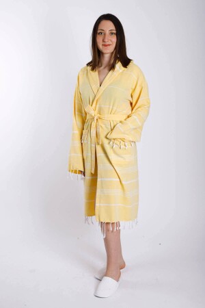 Kapüşonlu Kadın / Erkek Peştemal Bornoz Soft %100 Pamuklu Natural MH01174 - Mira Home