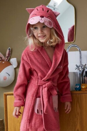 Kapüşonlu Pembe Çocuk Bornoz Prenses 853265 - Mariva home