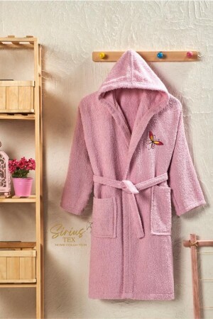 Kapüşonlu Pembe Çocuk Bornozu Kız-erkek Genç %100 Pamuk - Siriustex