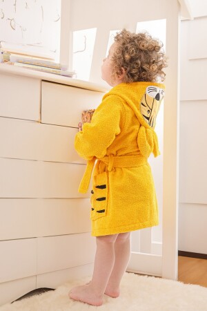 Kapüşonlu Sevimli Kaplan Çocuk Bornozu Sarı 538958 - Mariva home