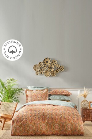 Karaca Home Evan Tile Doppelbett-Bettbezug-Set aus 100 % Baumwollsatin 200. 21. 01. 0605 - 1