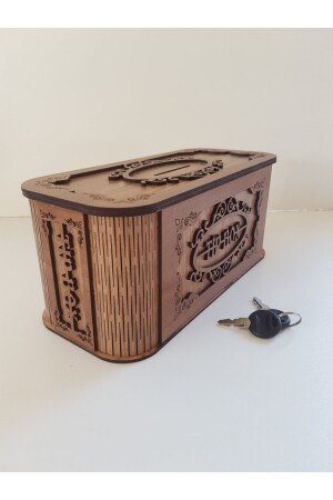 صندوق النصائح من الخشب مع مفتاح القفل صندوق النصائح من الخنزير من الخنزير - Karakoç