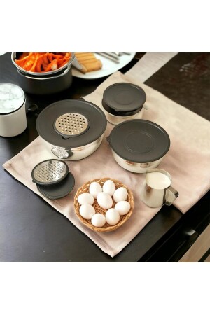 Karat 16-20-24cm Çelik 9parça Rendeli Karıştırma Kabı - Onedekor