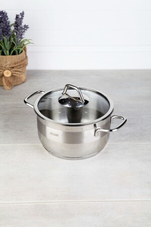 MNZ-Karat 16 سم Midi Deep Steel Sauce Pot مع غطاء زجاجي 16459 A-016459/6 - ACAR