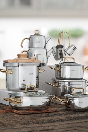 Karat Neptune 18-teiliges Mitgiftset aus Stahl, Gold 017159/1 - ACAR