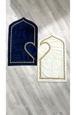 سجادة صلاة قلب - سجادة صلاة قلب - سجادة صلاة قلب - مجموعة صلات قلب - كريات صلاة اللؤلؤ هدية - ذيل الأسد أسود أزرق - KARDE ÇEYİZ