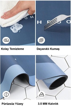 Kare Sihirli Su Emici Kaydırmaz Banyo Paspası Ayak Matı Kaymaz Tabanlı Abdest Paspası 3-5 Mm - 4