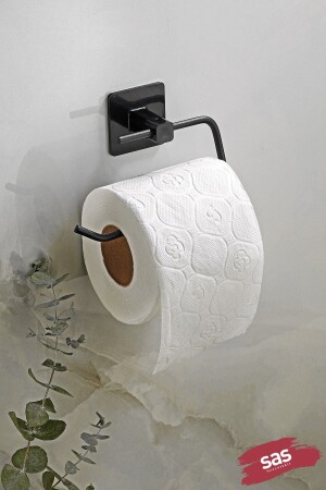 Kare Yapışkanlı Açık Tuvalet Kağıtlığı Wc Kağıtlık Tutucu Siyah Ks-001 - 1