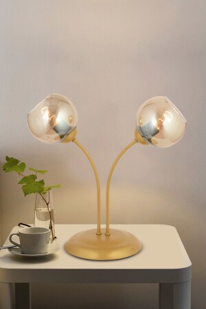 Karin 2Li Gold Wohnzimmer-Schlafzimmer Lampenschirm Modernes Design Tischlampe 3599-1M-GD - 3