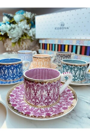 Karma Bone China Lüx Porselen 6'lı Kahve Fincan Takımı TYC00249949648 - 4