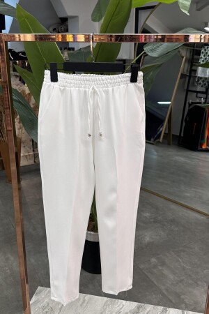 Karottenhose aus Stoff WEISS - 1