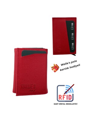 (kartlık Hediyeli) Kırmızı Deri Alüminyum Otomatik Mekanizmalı Kadın Cüzdan-kartlık myy01 - 2