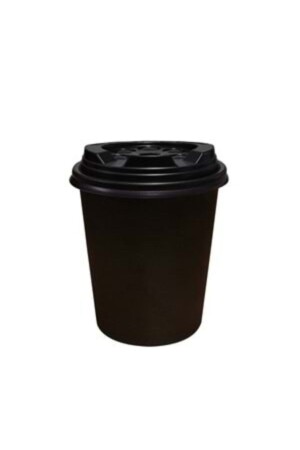 Karton Kağıt Bardak 8oz 230ml Ekstra Kalın Siyah Kapaklı 50 Adet boordo68461555151 - Miopack