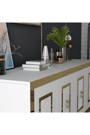 KARYA SIDEBOARD MIT 4 TÜREN UND REGALEN WEISS-GOLD KNS8046 - 5