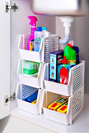 Kat Kat Beyaz Çok Amaçlı Dolap Organizeri (3 Adet) - Pazarika