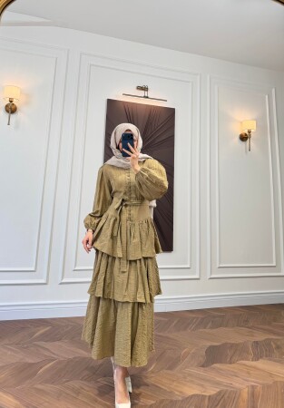 Kat Kat Volanlı Elbise - Yeşil - Nuuwears