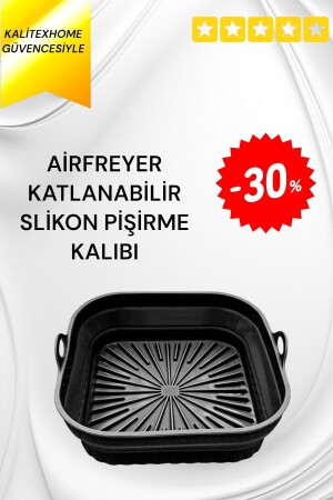 Katlanabilir Akordiyon Kare Airfryer Pişirme Kabı Silikon Airfyer Pişirme Kalıbı 20 Cm - 1