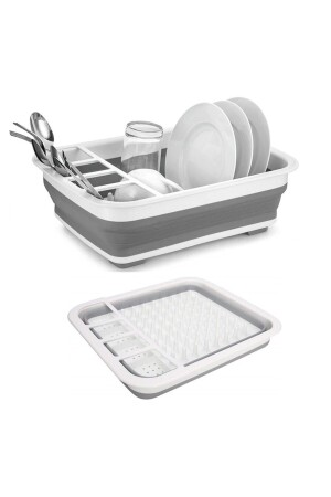 Katlanabilir Bulaşıklık - Tezgah Üstü Kaşıklık Bölmeli Tabaklık Kurutmalık BYSEVİLMUTFAK0005 - BySevil