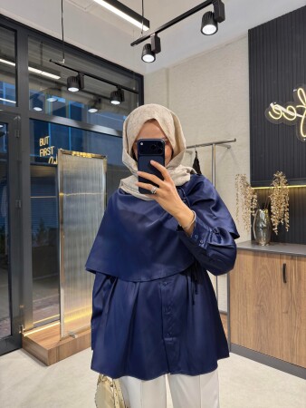 Katra Saten Gömlek - Lacivert - Nuuwears