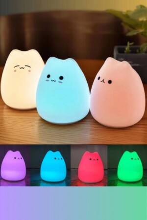 Katzen-Nachtlicht, LED-RGB-Farbwechsel, Touch (gemischter Gesichtsausdruck) - Alfagift