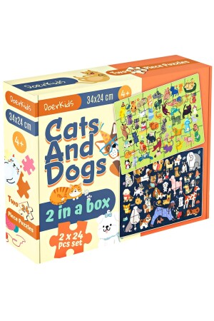 Katzen und Hunde Puzzle 2 Puzzles in einem 48 Teile Katzen und Hunde Puzzle 2 in 1 - 2