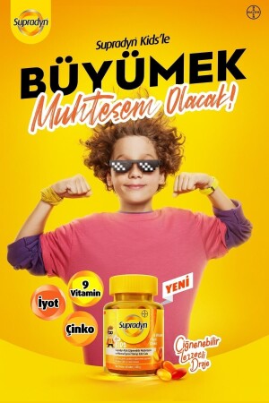 Kaubares Dragee-Nahrungsergänzungsmittel für Kinder 60 mit 9 Vitaminen – Jod und Zink - 8