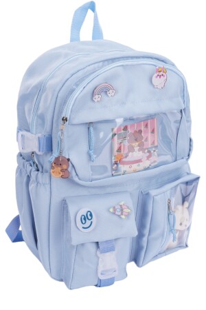 Kawaii Schulrucksack im koreanischen Stil mit Zubehör, Babyblau - 3