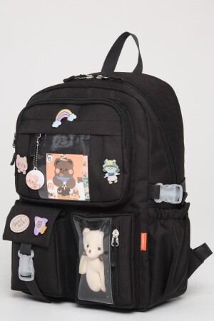 Kawaii-Schultasche im koreanischen Stil mit Zubehör, Rucksack für Mädchen und Jungen, SCHWARZ - 3