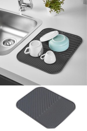 Rutschfeste Silikon-Abtropfmatte, Abdeckung für Gefrierschrank, Geschirrständer, ANTHRAZIT-FARBE - Isgstore