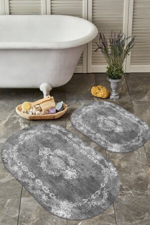 Kaydırmaz Taban Yıkanabilir Leke Tutmaz 2 Li Set60x10050x60banyo Halısı Banyo Paspası Klozet Takımı bynyy5074 - 1