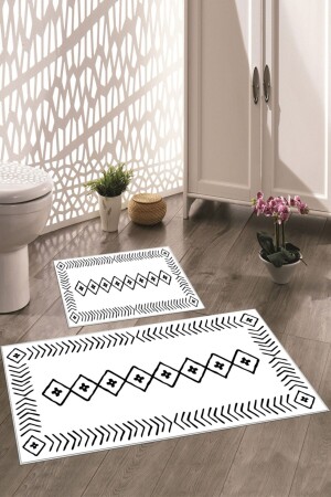 Kaymaz Taban Yıkanabilir 2 Li 60x100 - 50x60 Banyo Halısı Paspas Klozet Takımı - Thalia Home