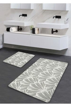 Kaymaz Taban Yıkanabilir 2’li Banyo Paspası - Shell Desenli 60*100 cm - 50*60 cm BM0018 - 3