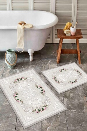 Kaymaz Taban Yıkanabilir Leke Tutmaz 2 Li Set60x10050x60banyo Halısı Banyo Paspası Klozet Takımı bnyyy5402 - 1