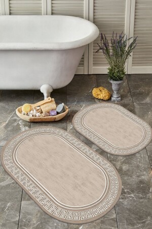 Kaymaz Taban Yıkanabilir Leke Tutmaz 2 Li Set60x10050x60banyo Halısı Banyo Paspası Klozet Takımı rbo5631 - 1