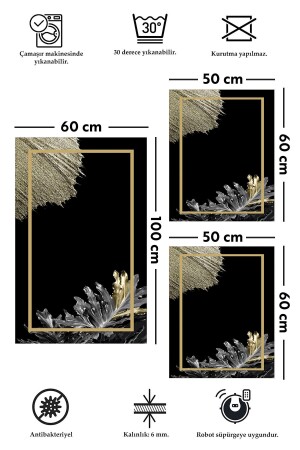 Kaymaz Tabanlı Leke Tutmaz Yıkanabilir 3lu (60x100) 2(50x60)banyo Halısı Banyo Paspası Klozet Takımı 5006 - 3