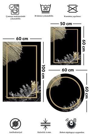 Kaymaz Tabanlı Leke Tutmaz Yıkanabilir 3lu (60x100) 2(50x60)banyo Halısı Banyo Paspası Klozet Takımı 5006 - 5