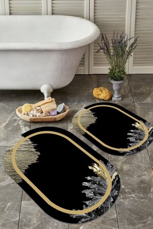 Kaymaz Tabanlı Yıkanabilir 2 Li Set 60x100 50x60 Banyo Halısı Banyo Paspası Klozet Takımı - 1