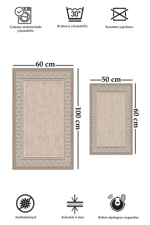 Kaymaz Tabanlı Yıkanabilir 2 Li Set 60x100 50x60 Banyo Halısı Banyo Paspası Klozet Takımı 5631 - 3