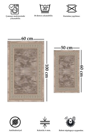 Kaymaz Tabanlı Yıkanabilir 2 Li Set 60x100 50x60 Banyo Halısı Banyo Paspası Klozet Takımı - 3