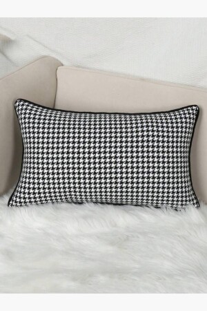 Kazayağı Siyah Kenar Biyeli Dikdörtgen Kırlent Kılıfı 33 X 57 Cm-yumuşak Dokulu-iskandinav-yılbaşı - Bc Home