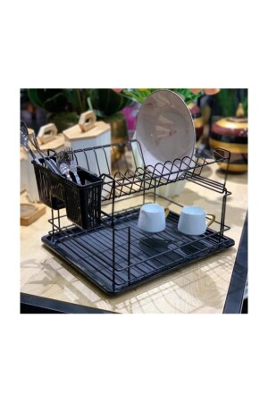 Kb010 29x35 Cm Siyah Metal 2 Katlı Bulaşık Sepeti 16993 016993-6 - ACAR