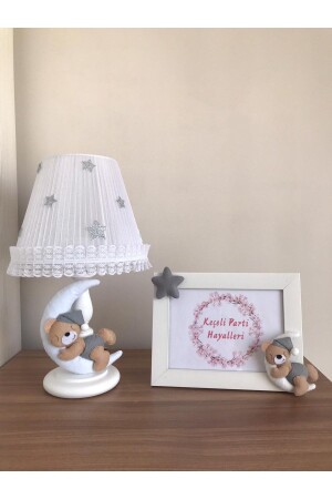 غرفة الأطفال المجنونة (منيز) ، شمعة و إطار القهوة (تدي دب) ، (غراي هات) ، (غراي كوفي) ، شمعة (شادي دب - Keçeli parti hayalleri