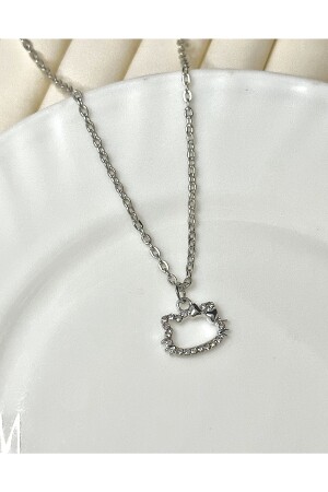 Kedi Zirkon Taşlı Parlak Kolye - Hello Kitty