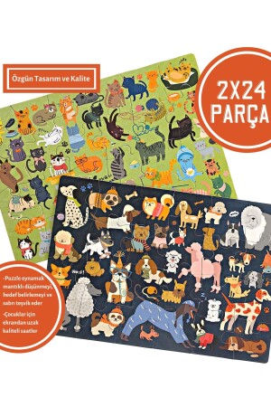 Kediler Ve Köpekler Puzzle 2 Puzzle Bir Arada 48 Parça Cats And Dogs Puzzle 2 In 1 - 3